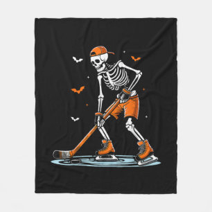 Skeleton Ice Hockey Halloween Boys Funny Halloween Fleece Deken