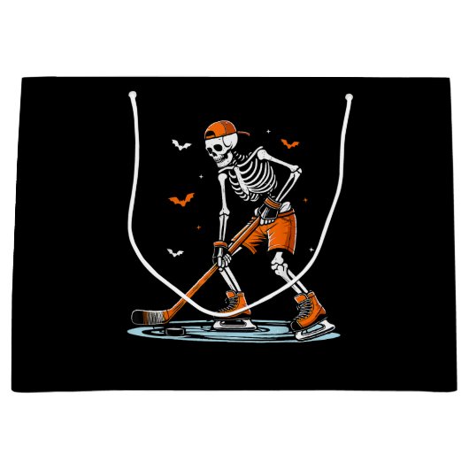 Skeleton Ice Hockey Halloween Boys Funny Halloween Groot Cadeauzakje (Voorkant)