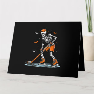 Skeleton Ice Hockey Halloween Boys Funny Halloween Kaart