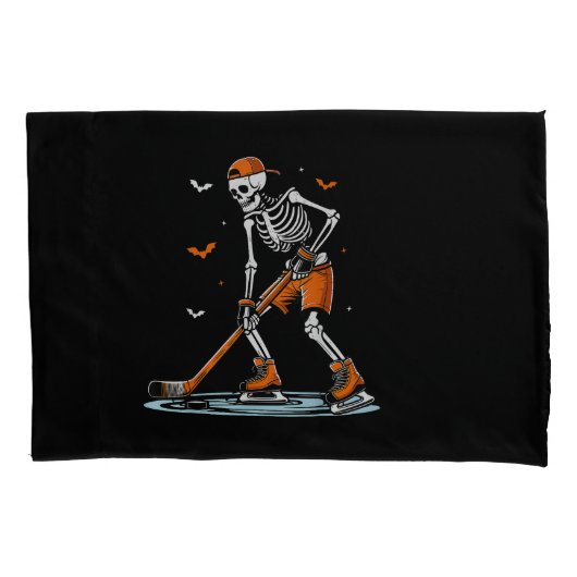 Skeleton Ice Hockey Halloween Boys Funny Halloween Kussensloop (Voorkant)