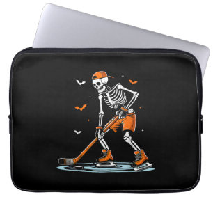 Skeleton Ice Hockey Halloween Boys Funny Halloween Laptop Sleeve