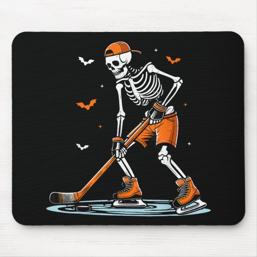Skeleton Ice Hockey Halloween Boys Funny Halloween Muismat (Voorkant)