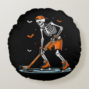 Skeleton Ice Hockey Halloween Boys Funny Halloween Rond Kussen