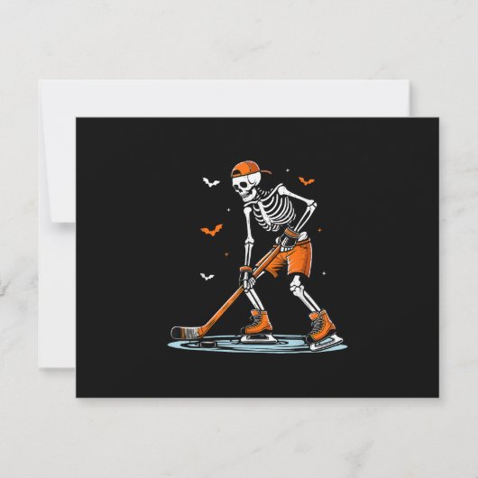 Skeleton Ice Hockey Halloween Boys Funny Halloween RSVP Kaartje (Voorkant)