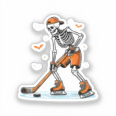 Skeleton Ice Hockey Halloween Boys Funny Halloween Sticker (Voorkant)