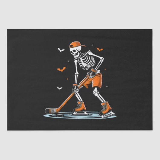 Skeleton Ice Hockey Halloween Boys Funny Halloween Tissuepapier (Voorkant)