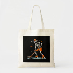 Skeleton Ice Hockey Halloween Boys Funny Halloween Tote Bag
