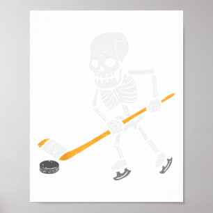 Skeleton Ice Hockey Halloween Costume Spor Mannen  Poster