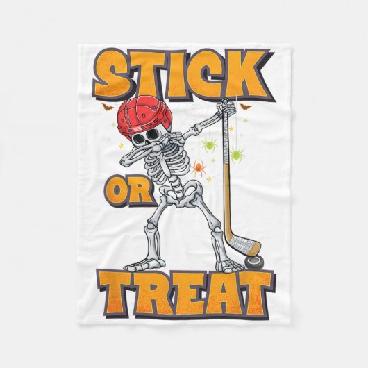Skeleton Ice Hockey Speler Halloween Kostuum Jonge Fleece Deken (Voorkant)