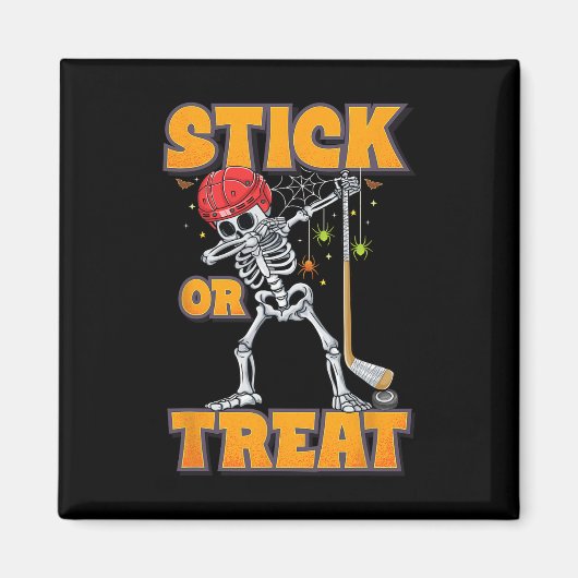Skeleton Ice Hockey Speler Halloween Kostuum Jonge Magneet (Voorkant)