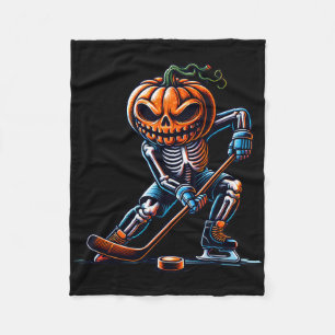 Skeleton IJshockey Halloween Pompoen Hockey Heren Fleece Deken
