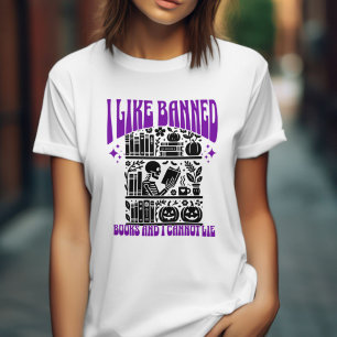 Skeleton Ik las Verboden Boeken Halloween T-shirt