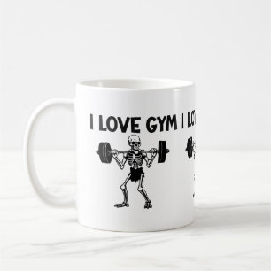 Skeleton Illustratie & Ik hou van Gym Typografie Koffiemok