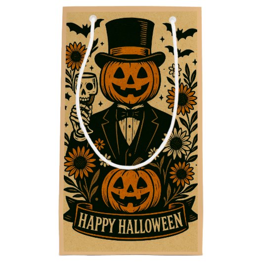 Skeleton In Een Tuxedo Spooky Party Favoriete Tass Klein Cadeauzakje (Voorkant)