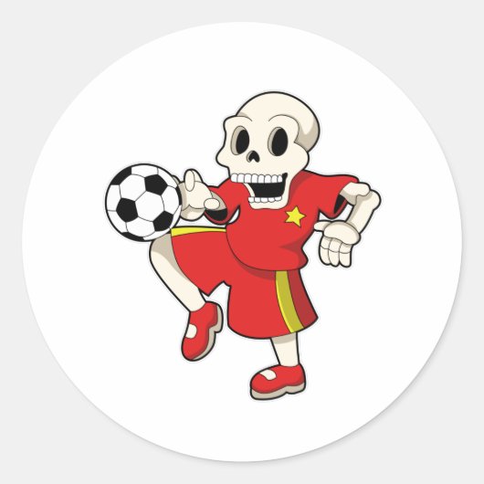 Skeleton in Soccer Sports Ronde Sticker (Voorkant)