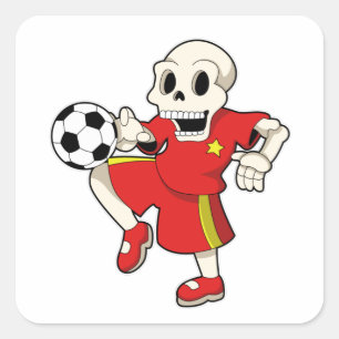 Skeleton in Soccer Sports Vierkante Sticker