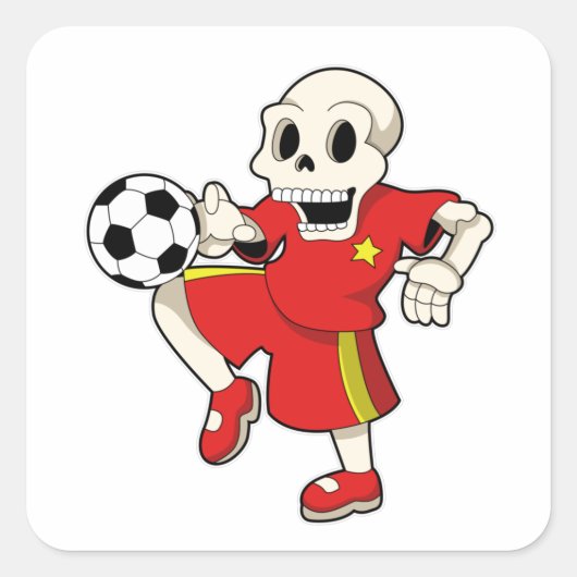 Skeleton in Soccer Sports Vierkante Sticker (Voorkant)