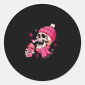 Skeleton It's Cold Outside Like My Heart Valentine Ronde Sticker (Voorkant)