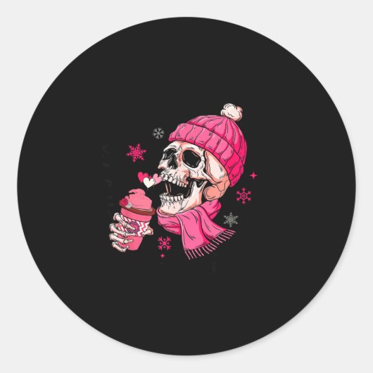 Skeleton It's Cold Outside Like My Heart Valentine Ronde Sticker (Voorkant)