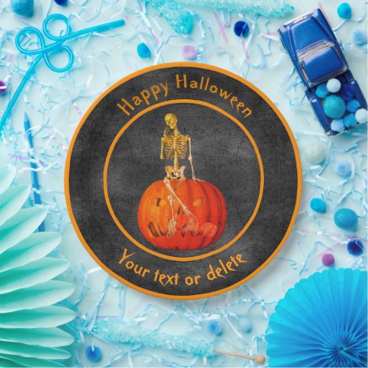 Skeleton Jack- O'-Lantern Gepersonaliseerde Hallow Papieren Bordje (Feest)