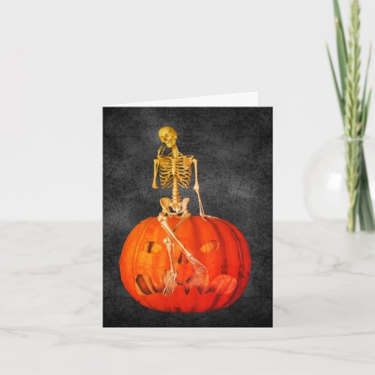 Skeleton Jack O Lantern Halloween Note Kaart (Voorkant)