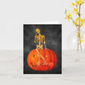 Skeleton Jack O Lantern Halloween Note Kaart (Gele Bloem)