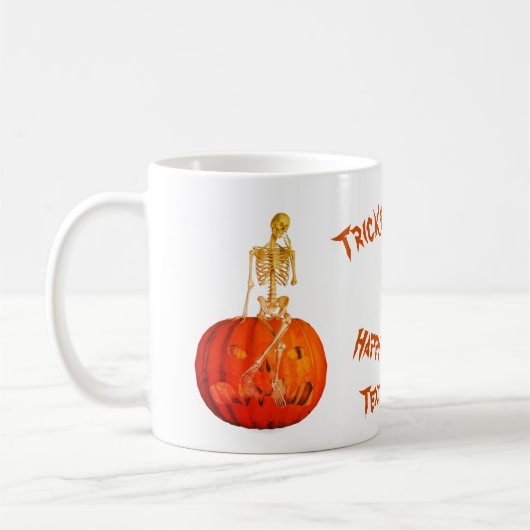 Skeleton Jack O Lantern Halloween Persoonlijk Koffiemok (Links)