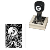 SKELETON & JACK O LANTERN, HALLOWEEN RUBBER STEMP RUBBERSTEMPEL (Gestempeld)