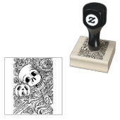 SKELETON & JACK O LANTERN, HALLOWEEN RUBBER STEMP RUBBERSTEMPEL (Gestempeld)