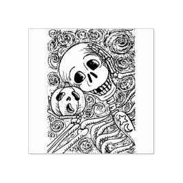 SKELETON & JACK O LANTERN, HALLOWEEN RUBBER STEMP RUBBERSTEMPEL