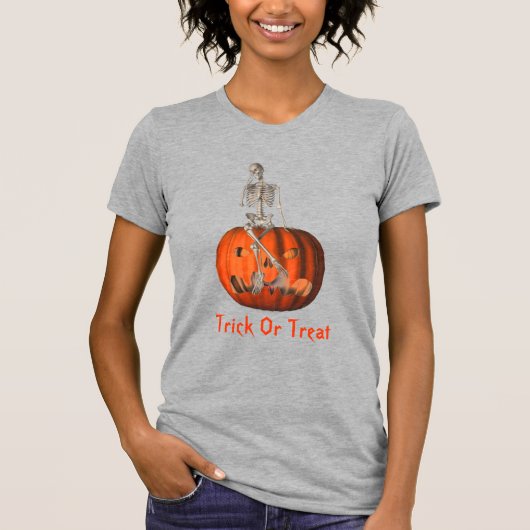 Skeleton Jack O Lantern Halloween T-Shirt (Voorkant)