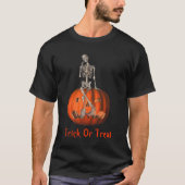 Skeleton Jack O Lantern Halloween T-Shirt (Voorkant)