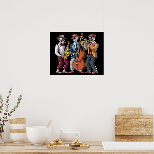 Skeleton Jazz Muzikanten Poster (Keuken)