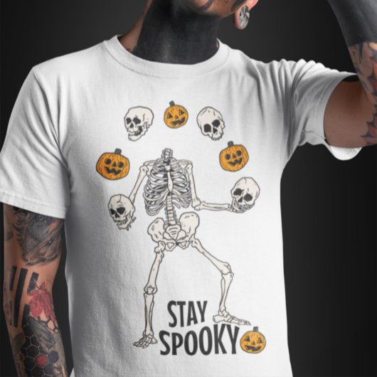 Skeleton Joggling Zijn schedel en Pumpkin Hallowee T-shirt