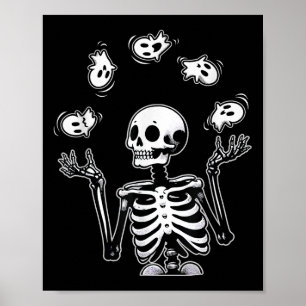 Skeleton Juggling Ghosts Grappig Halloween Kostuum Poster