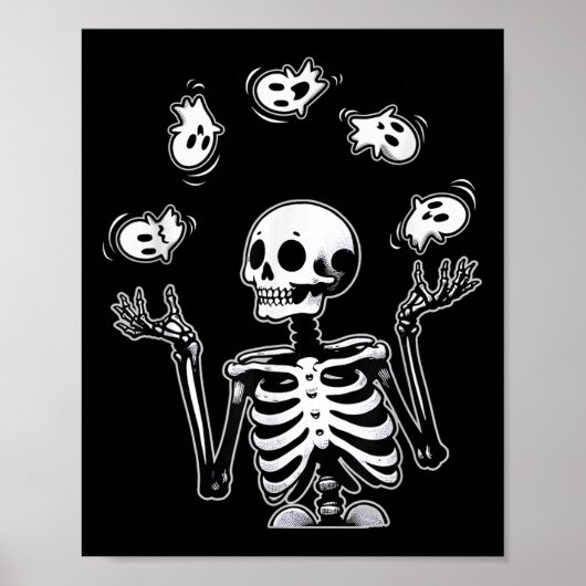 Skeleton Juggling Ghosts Grappig Halloween Kostuum Poster (Voorkant)