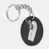 Skeleton Jumping uit Casket op een Sleutelhanger (Voorkant Links)