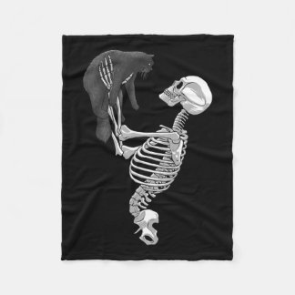 Skeleton kat kunst voor mannen vrouwen katachtige fleece deken