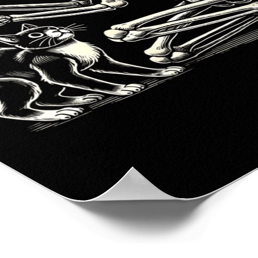 Skeleton kat kunst voor mannen vrouwen katachtige  poster (Hoek)