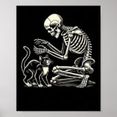 Skeleton kat kunst voor mannen vrouwen katachtige poster (Voorkant)