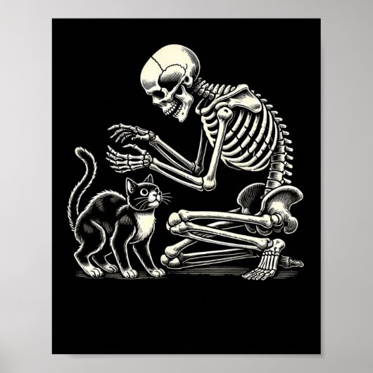 Skeleton kat kunst voor mannen vrouwen katachtige poster (Voorkant)