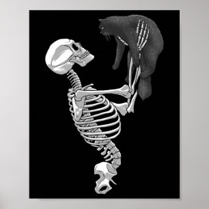 Skeleton kat kunst voor mannen vrouwen katachtige  poster