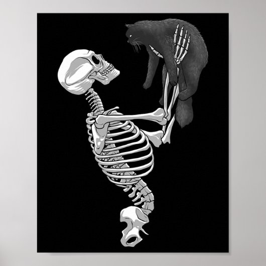 Skeleton kat kunst voor mannen vrouwen katachtige poster (Voorkant)