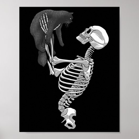 Skeleton kat kunst voor mannen vrouwen katachtige poster (Voorkant)