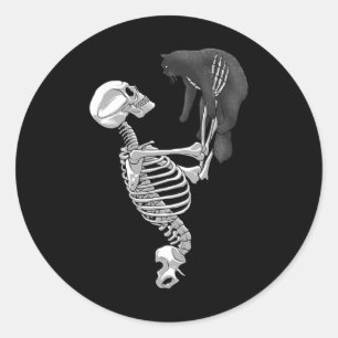 Skeleton kat kunst voor mannen vrouwen katachtige  ronde sticker