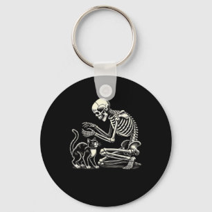 Skeleton kat kunst voor mannen vrouwen katachtige  sleutelhanger