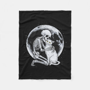 Skeleton Kat Schedel Kat Schattigee Gothic Hallowe Fleece Deken