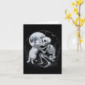 Skeleton Kat Schedel Kat Schattigee Gothic Hallowe Kaart (Gele Bloem)