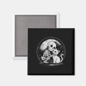 Skeleton Kat Schedel Kat Schattigee Gothic Hallowe Magneet (Voorkant / Achterkant)