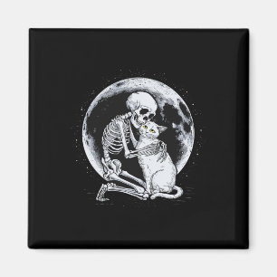 Skeleton Kat Schedel Kat Schattigee Gothic Hallowe Magneet